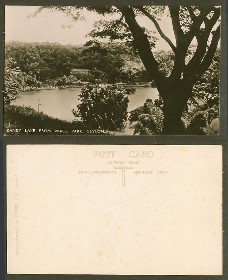 Ceylon Old Real Photo Postcard Kandy Lake from Wace Park Panorama Sri Lanka N.31