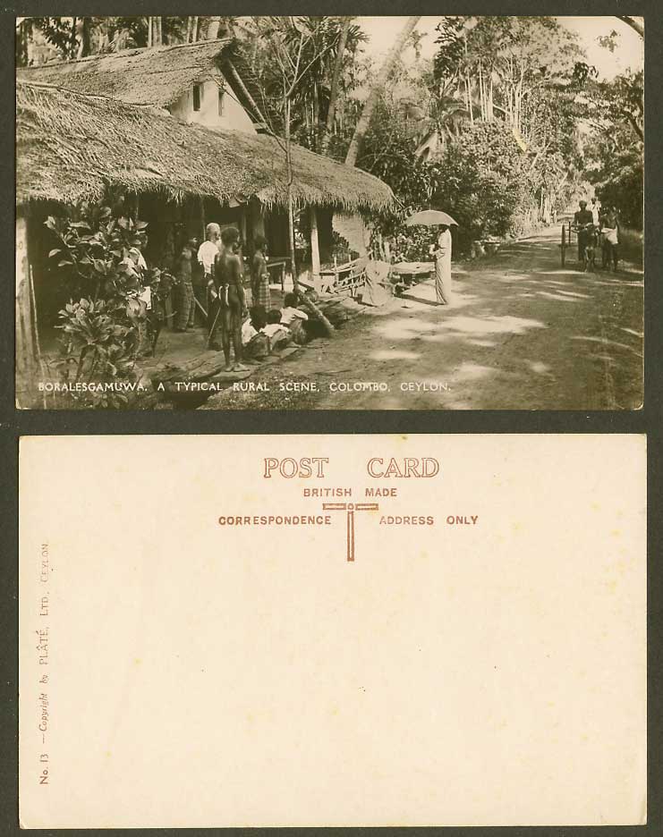 Ceylon Old Real Photo Postcard Boralesgamuwa A Typical Rural Scene Colombo No.13