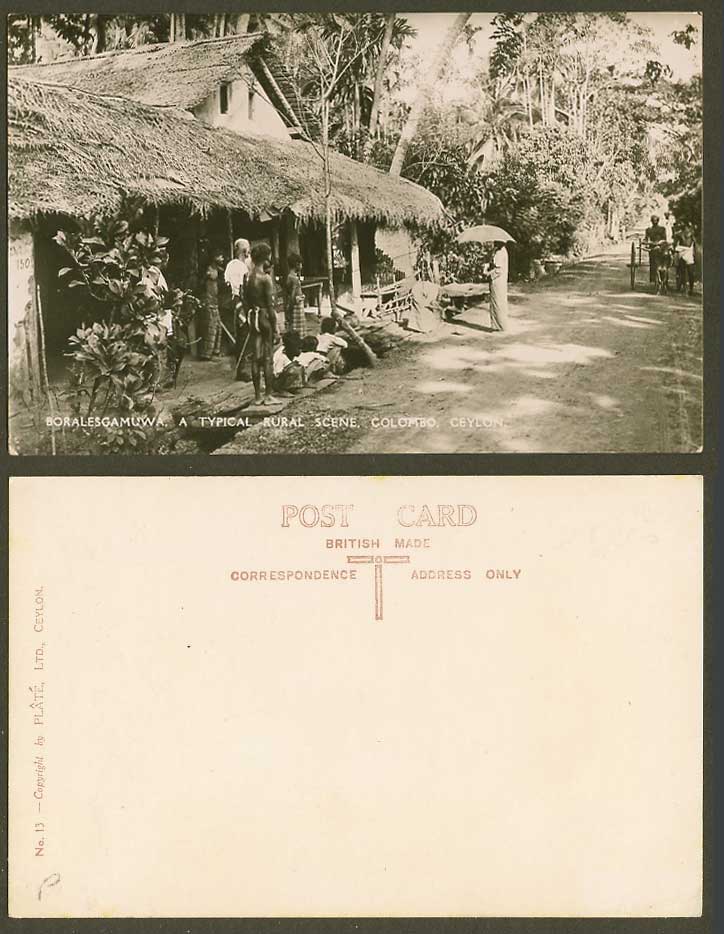 Ceylon Old Real Photo Postcard Boralesgamuwa A Typical Rural Scene Road, Colombo