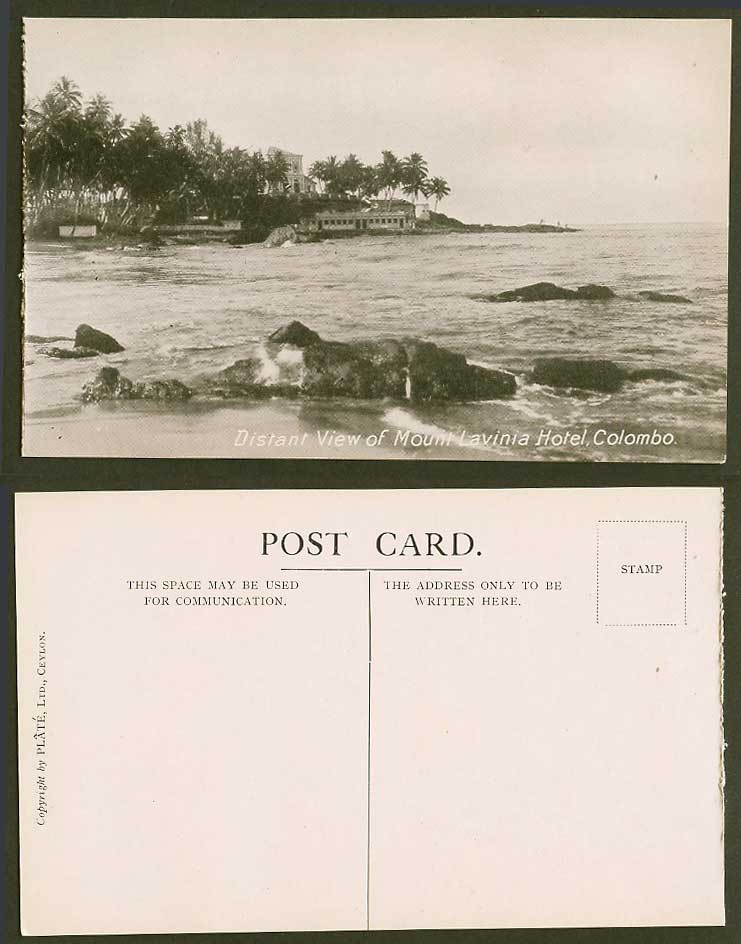 Ceylon Old Postcard Distant View Mount Lavinia Hotel Colombo Panorama Palm Trees
