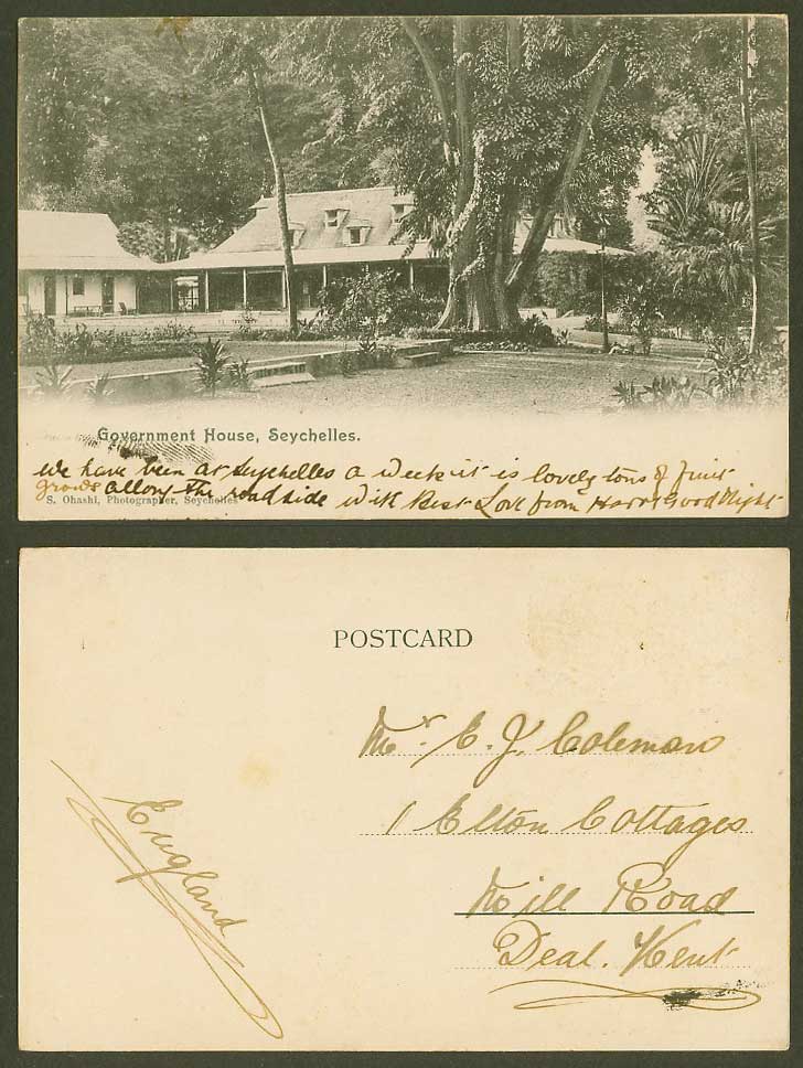 Seychelles Old Postcard Mahé Mahe Government House Gardens S Ohashi Photographer