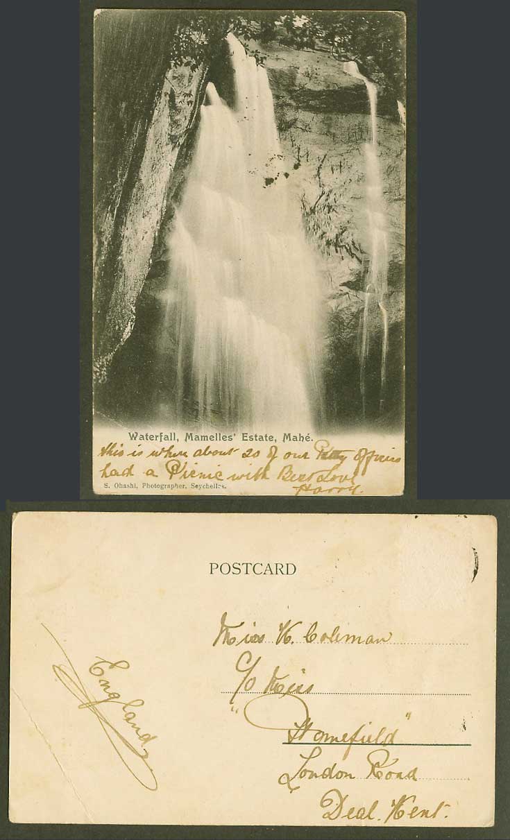 Seychelles Old Postcard Mahé Mahe Waterfall Mamelles' Estate Water Fall S Ohashi