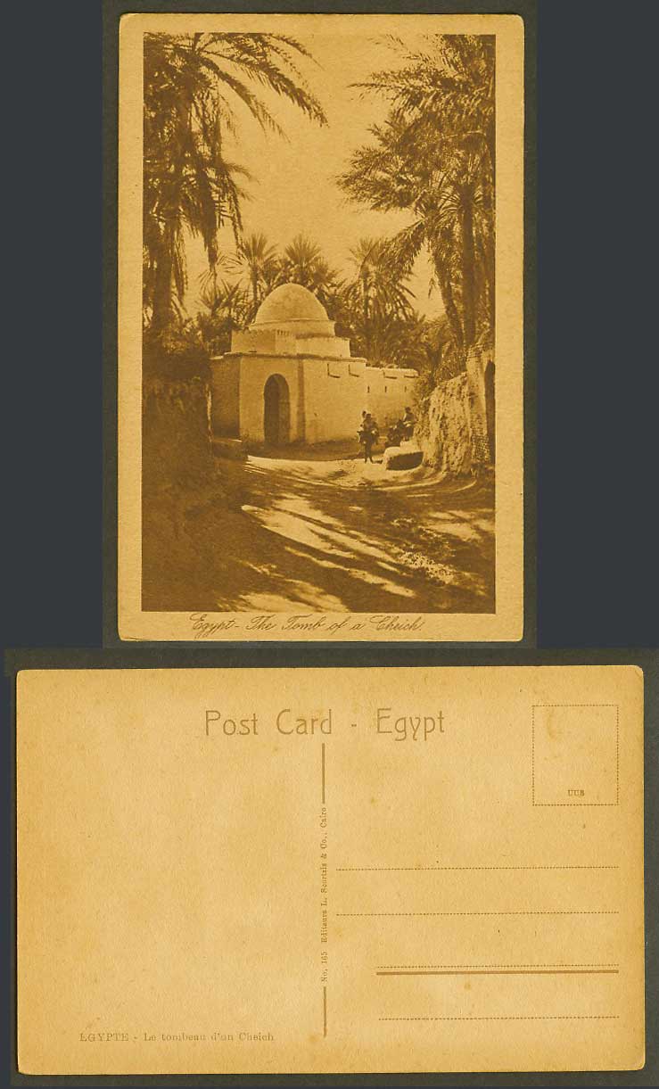 Egypt Old Postcard Sheikh's Scheich's Tomb of a Cheich, Donkey Rider, Palm Trees