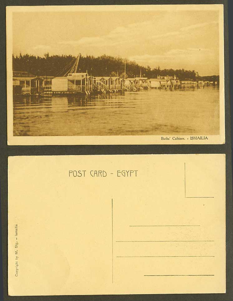 Egypt Old Postcard ISMAILIA Baths' Cabines, Cabins Huts Chalets Lake River M Stg