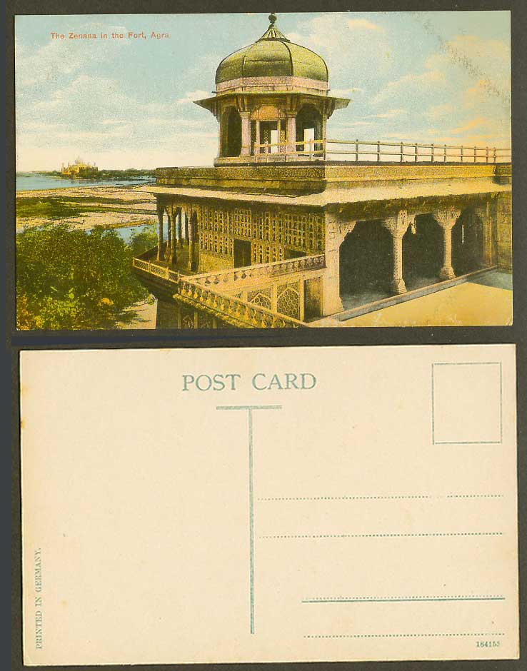 India Old Colour Postcard The Zenana in The Fort Agra, Fortress, River, Panorama