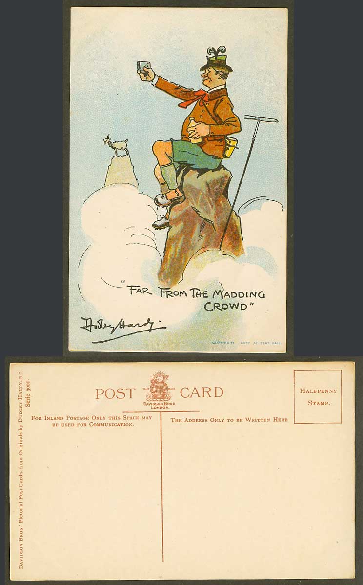 Dudley Hardy Artist Signed Old Postcard Far from The Madding Crowd, Mountaineer