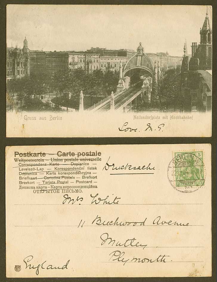 Gruss aus BERLIN 1904 Old UB Postcard Nollendorfplatz Hochbahnhof Station Bridge