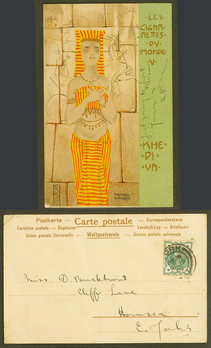 Raphael Kirchner QV 1902 Old UB Postcard Egypt Khediva Les Cigarettes Du Monde V