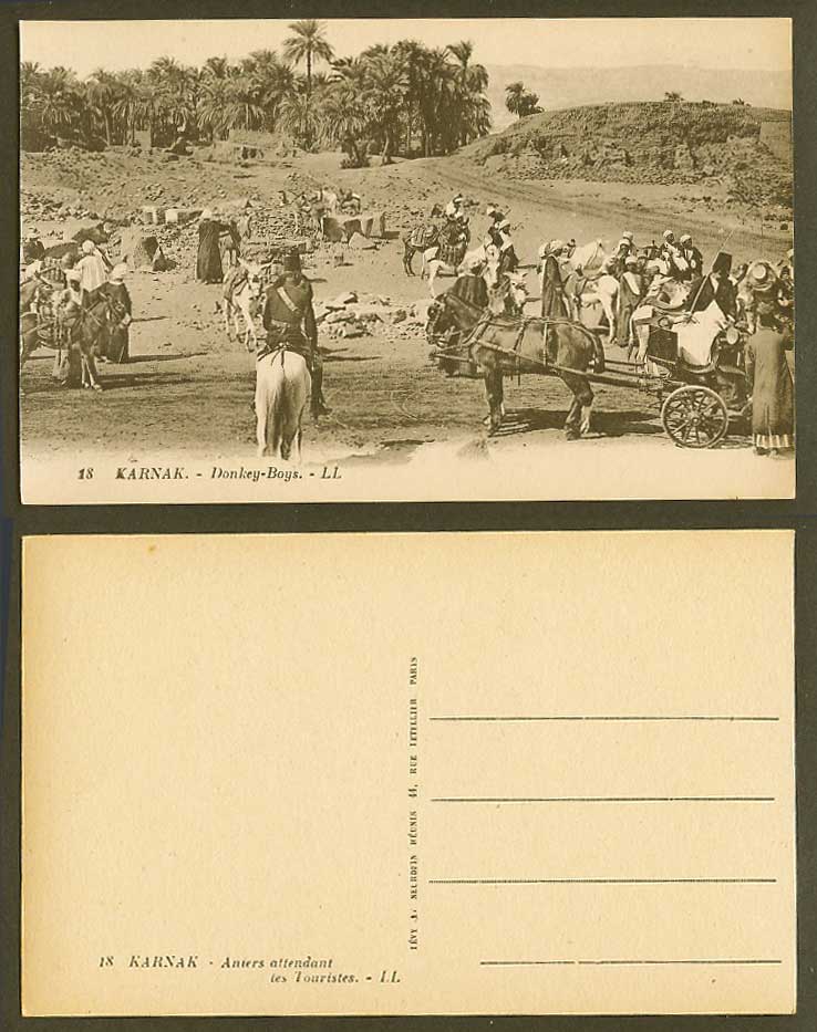 Egypt Old Postcard Karnak Donkey Boys Donkeys Waiting for Tourists Horse L.L. 18
