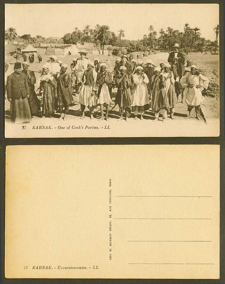 Egypt Old Postcard Karnak One of Cook's Parties Excursionnistes Sedan Chair LL27
