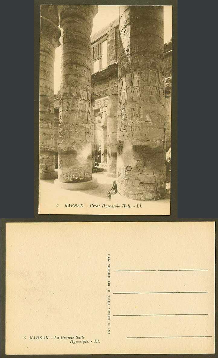 Egypt Old Postcard Karnak Great Hypostyle Hall, La Grande Salle Hypostyle L.L. 6