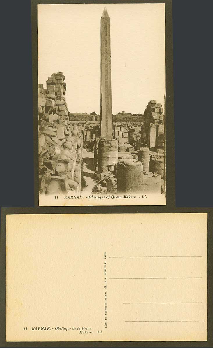 Egypt Old Postcard Karnak, Obelisk of Queen Makere, Obelisque de la Reine Makere