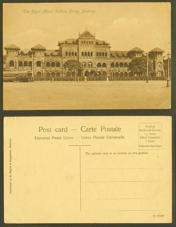 India Old Postcard The Royal Alfred Sailors Home, Bombay, B. Rigold & Bergmann