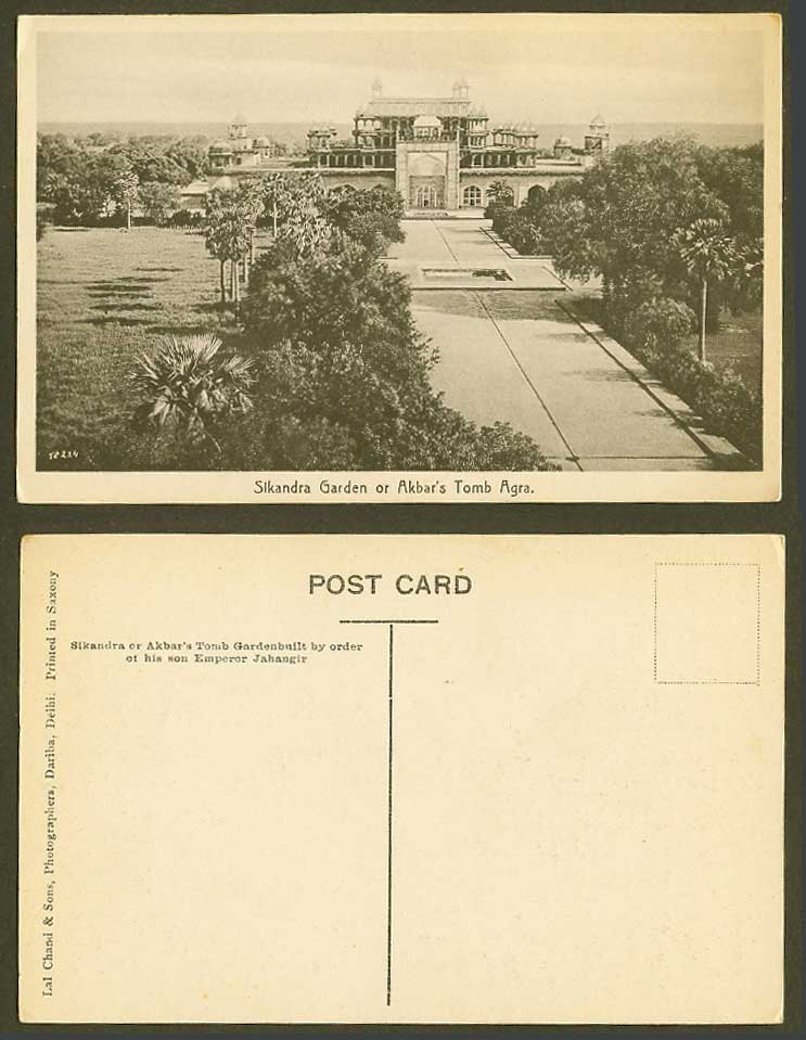 India Old Postcard Secundra Agra Akbar Akbar's Tomb General View Lal Chand & Son