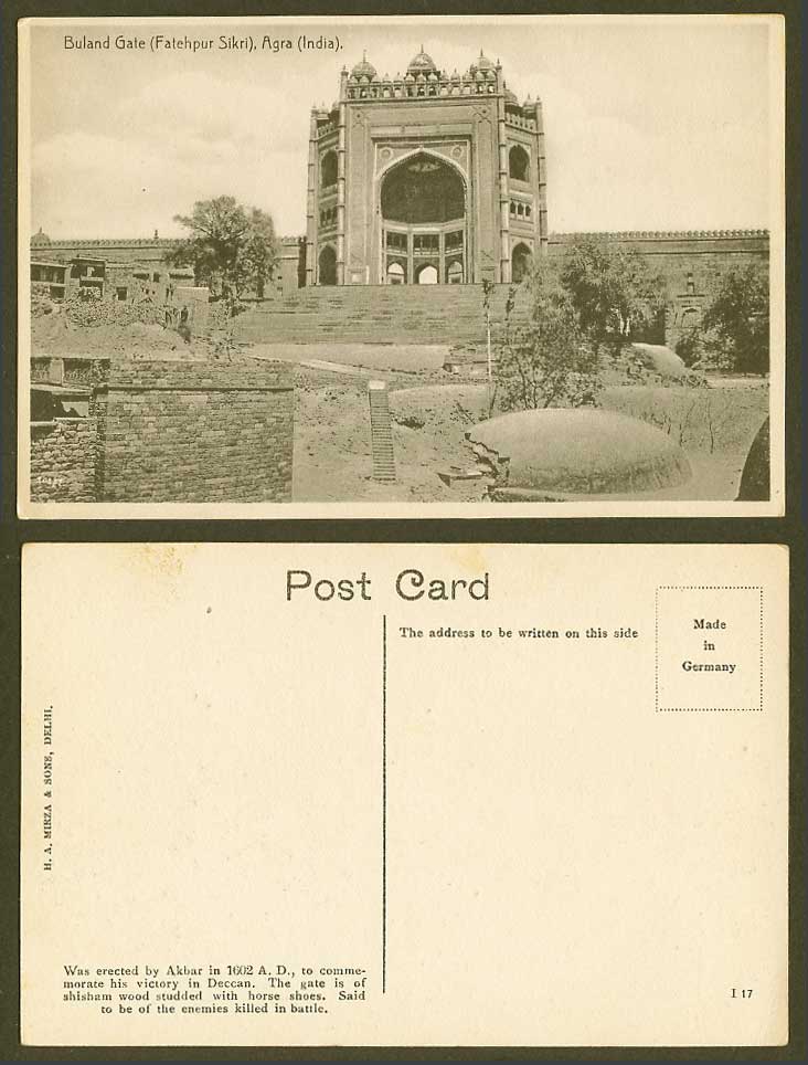 India Old Postcard Buland Gate Fatehpur Sikri, Agra, H.A Mirza & Sons Delhi I 17
