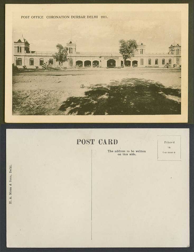 India KG5 King George 5th Coronation Durbar Delhi 1911 Old Postcard POST OFFICE