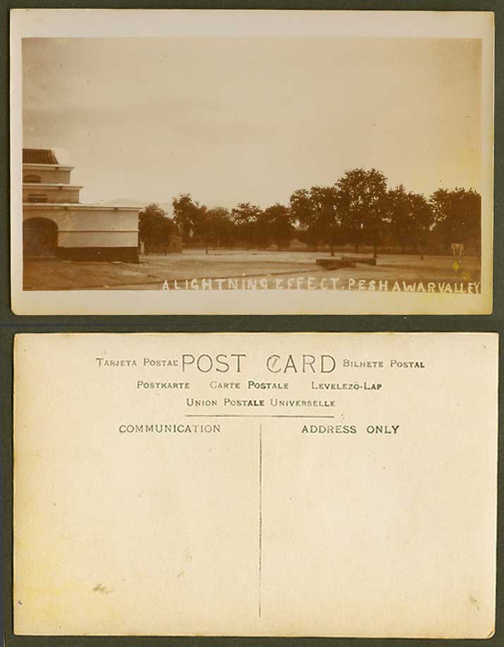 Pakistan Old Real Photo Postcard A Lightning Effect Peshawar Valley, Brit. India