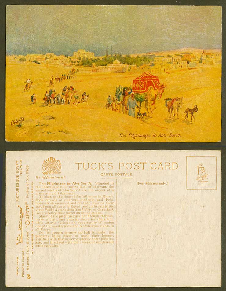 Egypt, N. Hodden 1914 Old Tuck's Postcard Pilgrimage to Abu Seri'A Tombs, Helwan