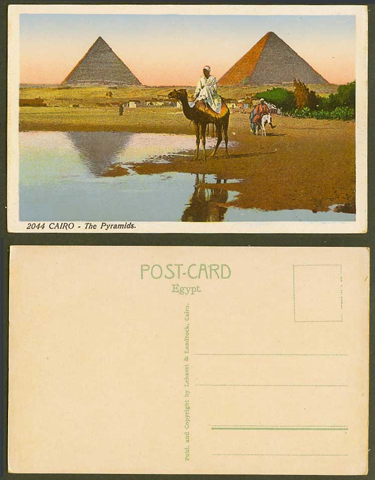 Egypt Old Colour Postcard Cairo Pyramids Sphinx Native Camel Donkey Riders, 2044