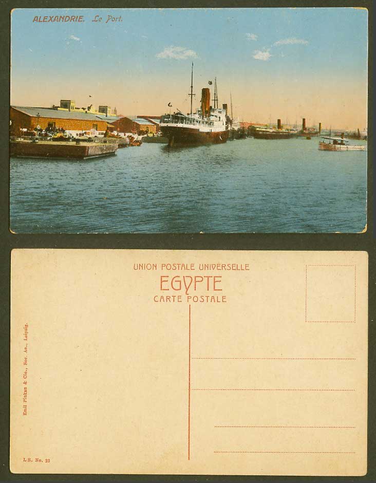 Egypt Old Colour Postcard Alexandrie Le Port, Alexandria Harbour, Steamers Ships
