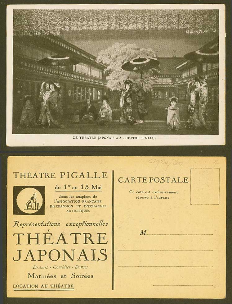 Japan c1920 Old Postcard Japanese Theatre Pigalle Advertising Geisha Girls Women