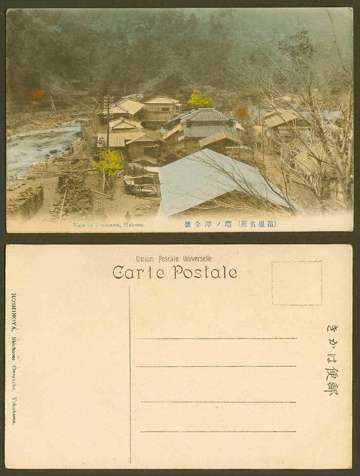Japan Old Hand Tinted Postcard Tonosawa Hakone River Scene General View 箱根塔之澤 全景