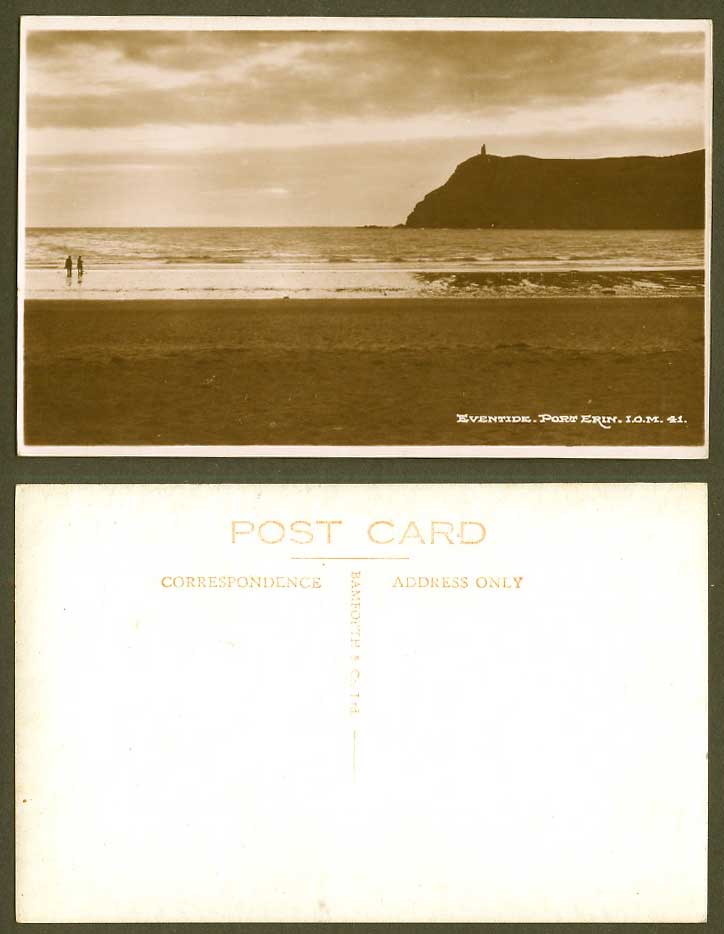 Isle of Man Old Real Photo Postcard Eventide Port Erin Beach Seaside Panorama 41