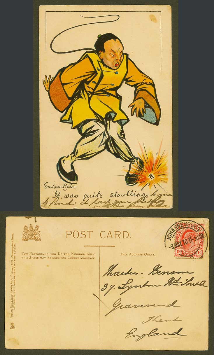 China Graham Hyde Chinaman, Quite Startling, Tuck's Write Away 1910 Old Postcard