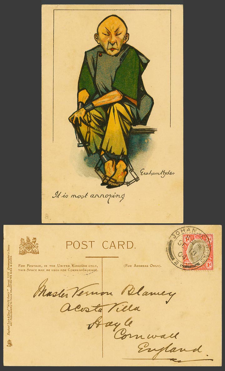 China Graham Hyde Chinaman Its Most Annoying Tuck's Write Away 1904 Old Postcard