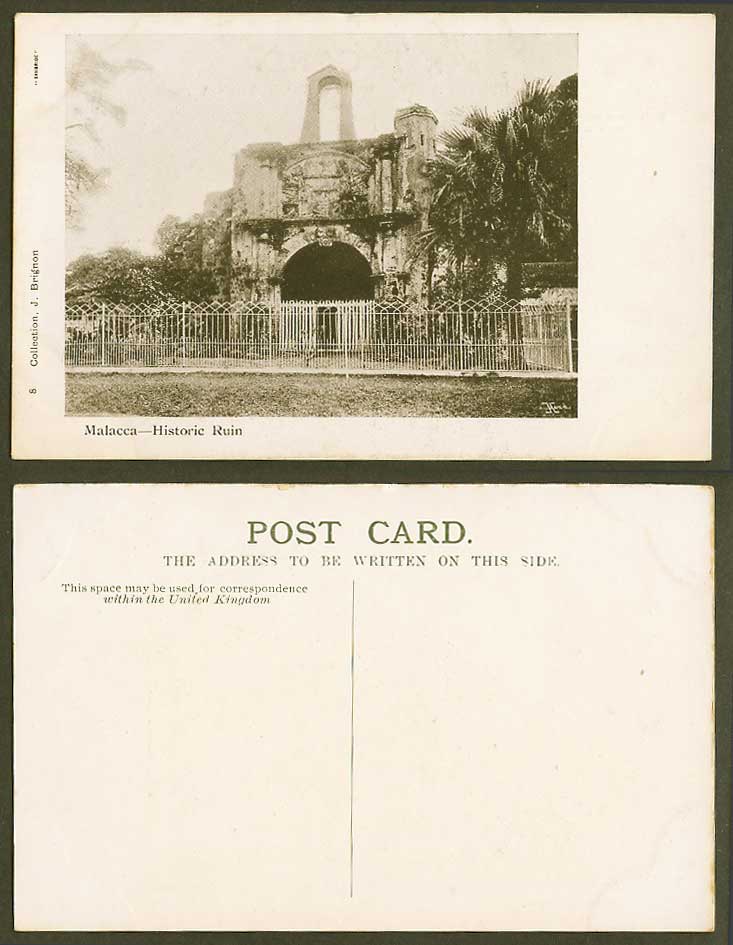 Malacca Vintage Postcard Old Fort Fortress Historic Ruin, Palm Trees Gate Malaya