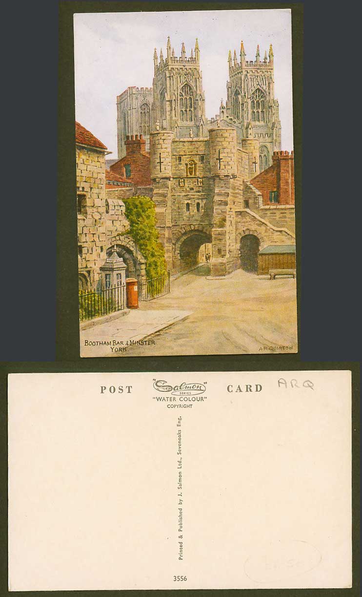 AR Quinton Old Postcard Bootham Bar Minster York Church Cathedral Yorkshire 3556