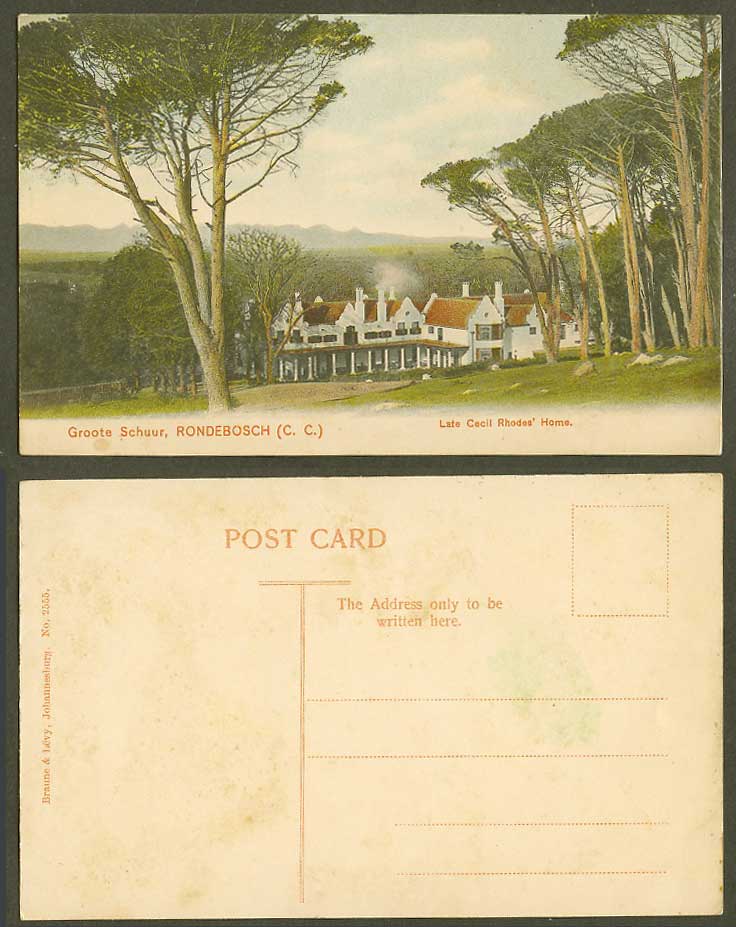South Africa Old Colour Postcard Rondebosch Late Cecil Rhodes Home Groote Schuur