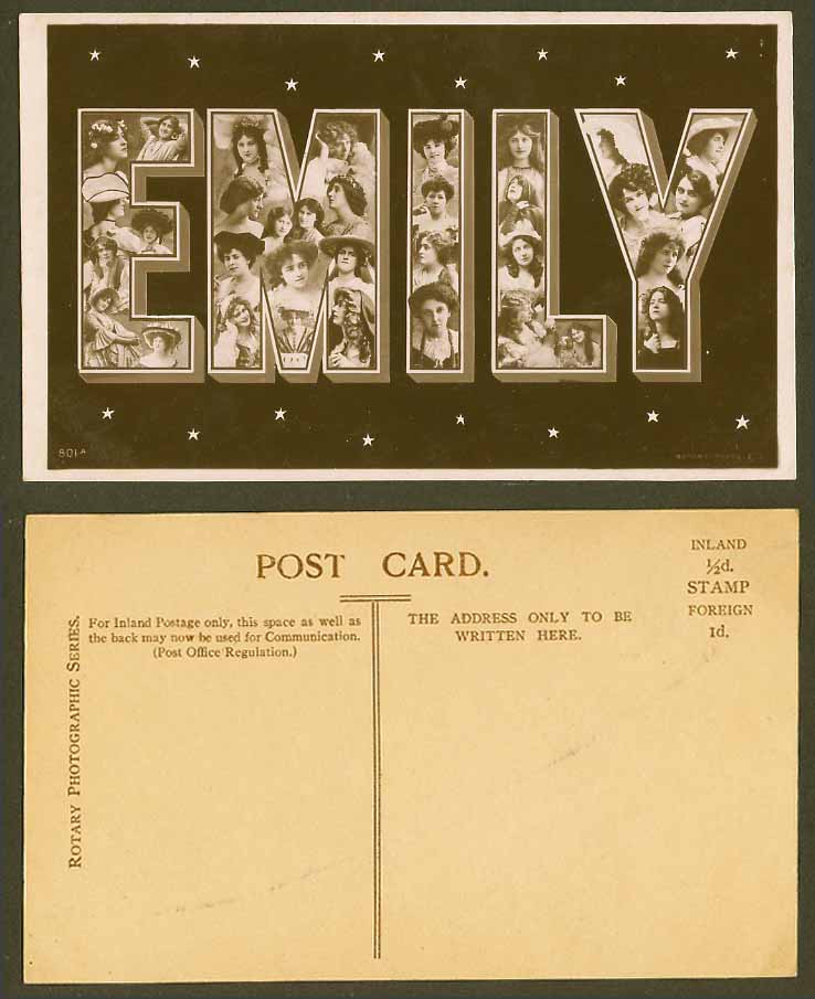 Letter Emily, Actress Actresses Glamour Ladies Women Old Real Photo Postcard