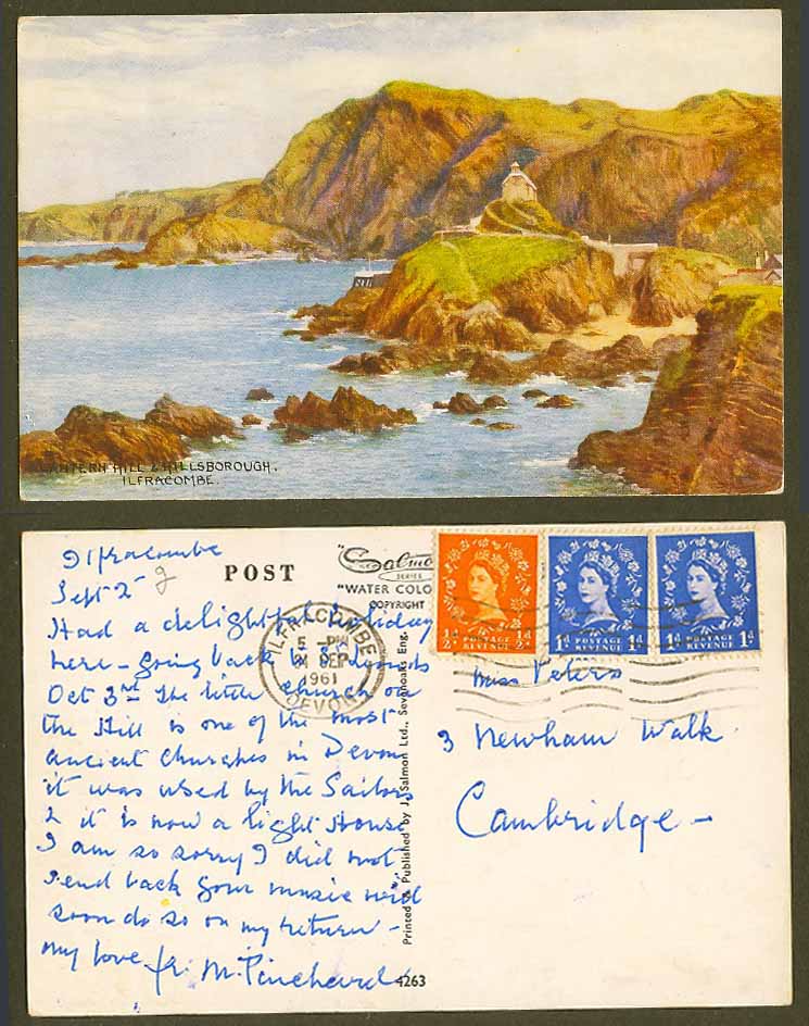 Lantern Hill & Hillsborough, Ilfracombe, Devon 1961 Old Postcard Cliffs Panorama