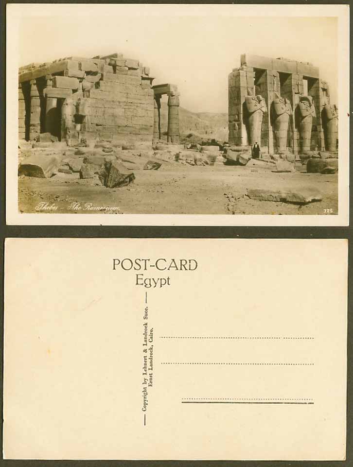Egypt Old Real Photo Postcard Thebes, Rameses II Statue Ramesseum Rameseum Ruins
