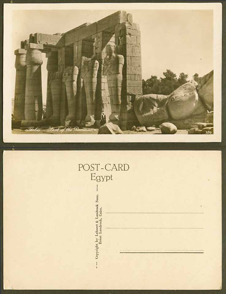 Egypt Old Real Photo Postcard Thebes Part of The Rameseum Ramesseum Ruins No.326