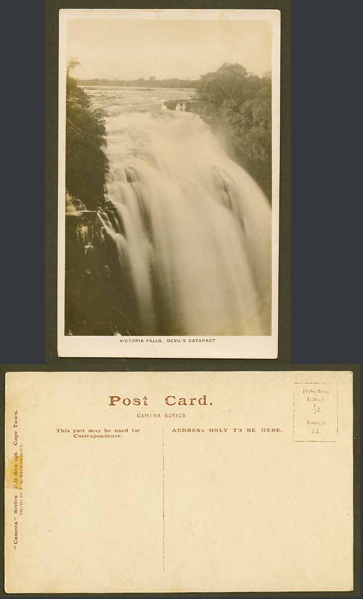 Rhodesia Old Real Photo Postcard Devil's Cataract Victoria Falls Waterfalls No.4