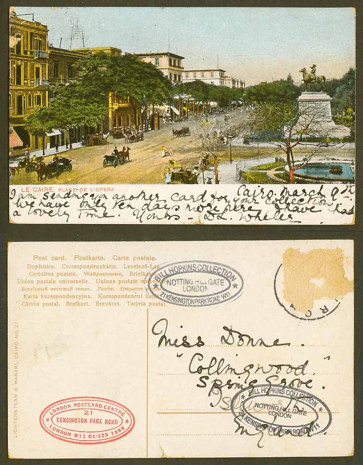 Egypt Old Colour Postcard Le Caire Cairo, Place de l'Opera Square & Street Scene