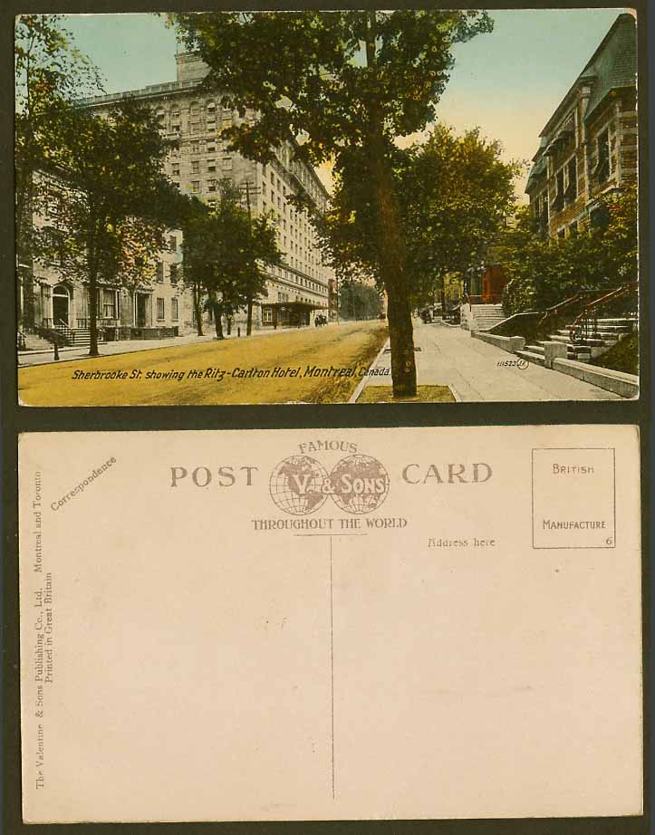 Canada Old Colour Postcard Sherbrooke Street Scene, Ritz-Carlton Hotel, Montreal