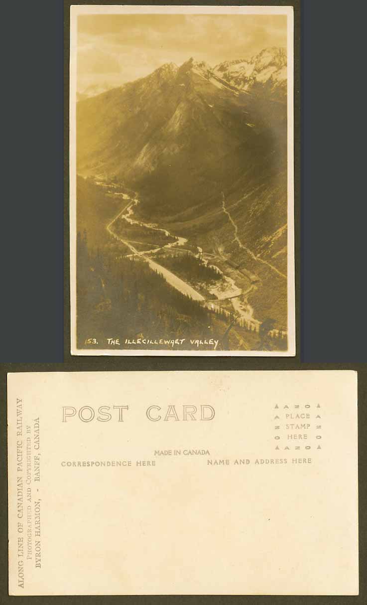 Canada Old Real Photo Postcard Illecillewaet Valley, Mountains, Canadian Rockies