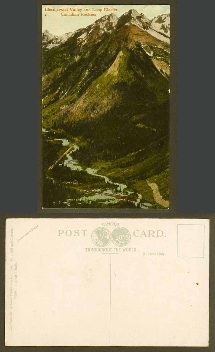 Canada Old Colour Postcard Illecillewaet Valley & Loop Glacier, Canadian Rockies