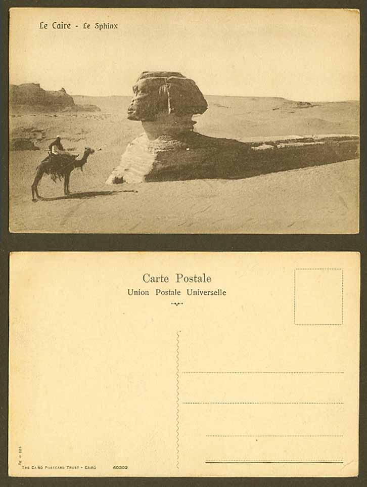 Egypt Old Postcard Cairo The Sphinx Le Caire Camel Rider Desert Sand Dunes 60302