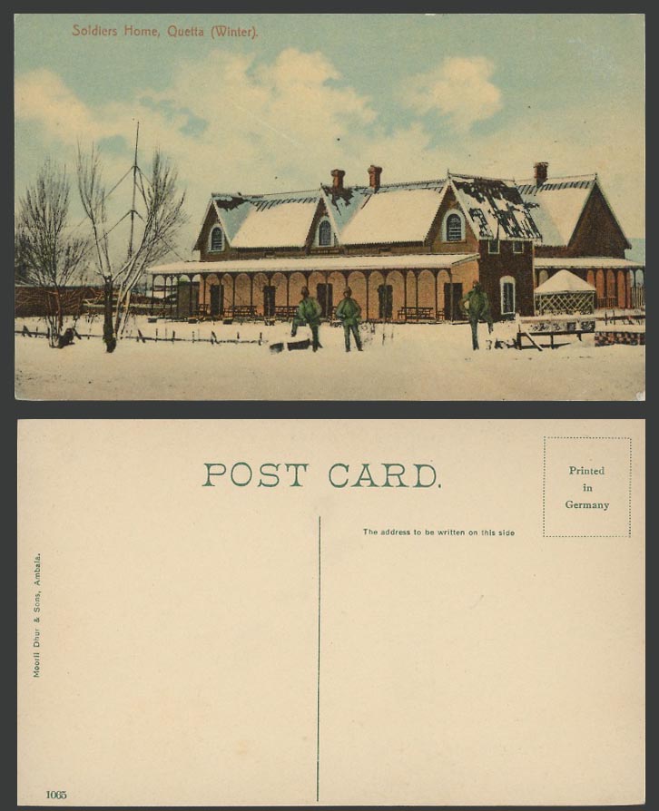 Pakistan India Old Colour Postcard Soldiers Home, Quetta, Winter Snowy Landscape