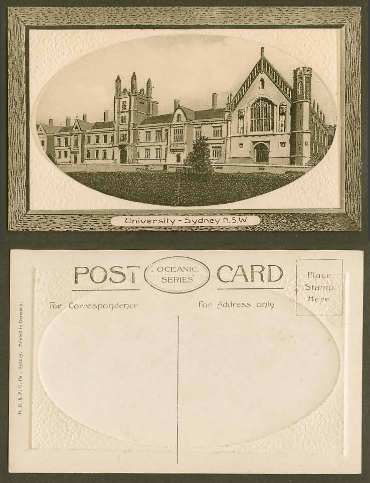 Australia Old Embossed Postcard University Sydney N.S.W. New South Wales OS & PC