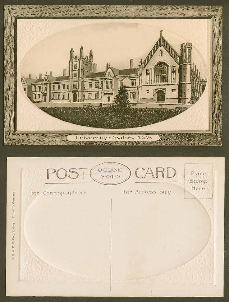 Australia Old Embossed Postcard University Building Sydney N.S.W New South Wales