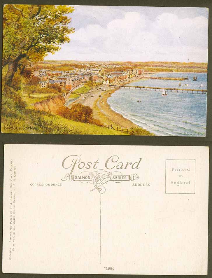 A.R. Quinton Old Postcard Ramsey Panorama Pier Street Scene Isle of Man No. 1984