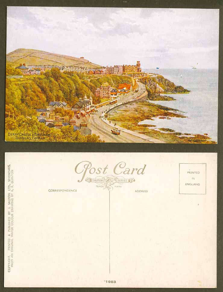 A.R. Quinton Old Postcard Derby Castle, Port Jack, Douglas Isle of Man TRAM 1983