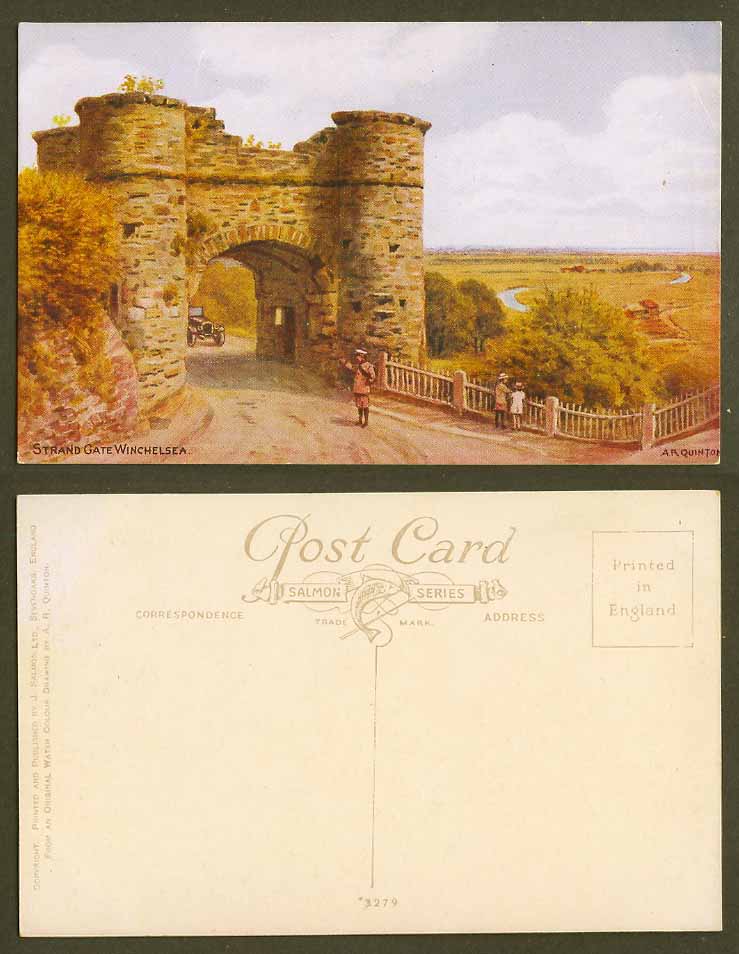 A.R. Quinton Old Postcard Winchelsea Strand Gate Street Car Panorama Sussex 3279