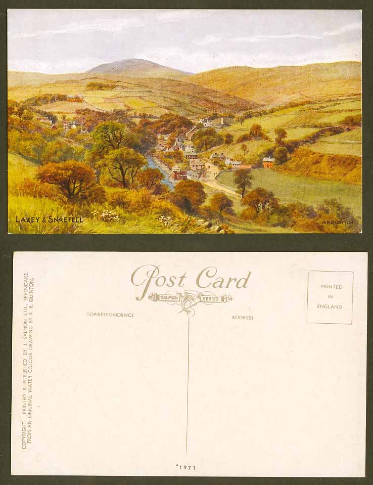 A.R. Quinton Old Postcard LAXEY & SNAEFELL River Hills Panorama Isle of Man 1971