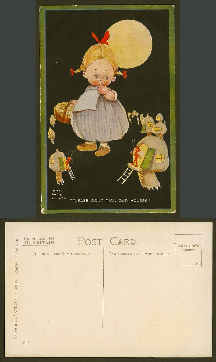 MABEL LUCIE ATTWELL Old Postcard Fairy Fairies Please Don't Pick Our Houses! 656